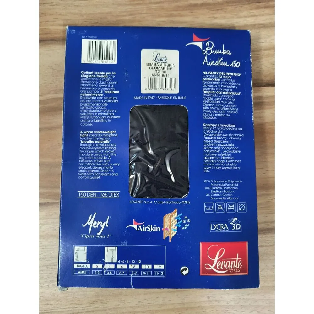 Levante Bimba Airskin 150 Girls Winter Weight Tights Navy Size 10 Ages 9-11